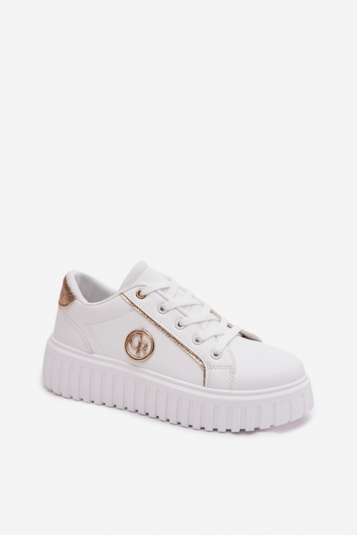Sneakers modeļa apavi Sieviešu ar platformu Ar greznu Detalem baltas krāsas Iselora