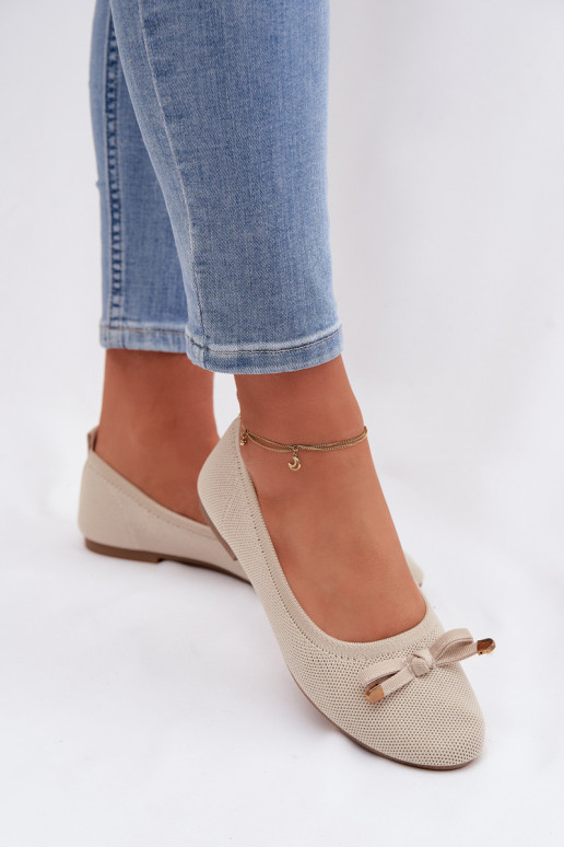 Balerīnas ar bantītēm smilšu krāsas Amelivra