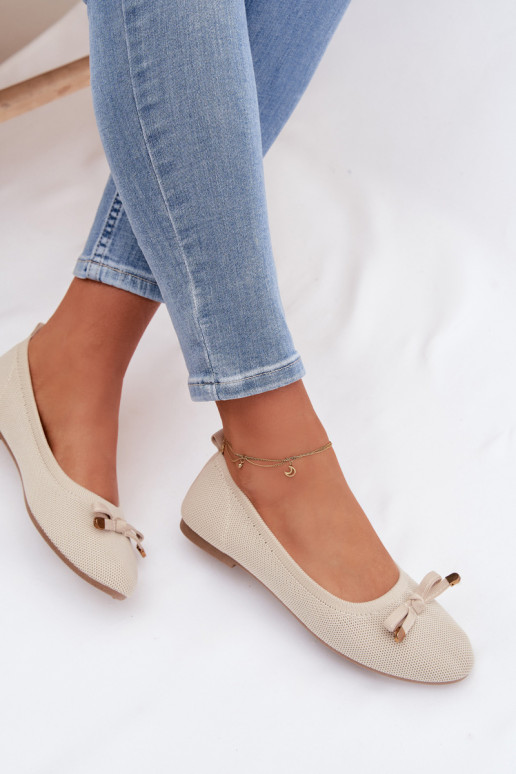 Balerīnas ar bantītēm smilšu krāsas Amelivra