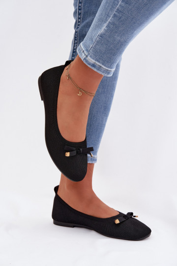 Balerīnas ar bantītēm melnas krāsas Amelivra