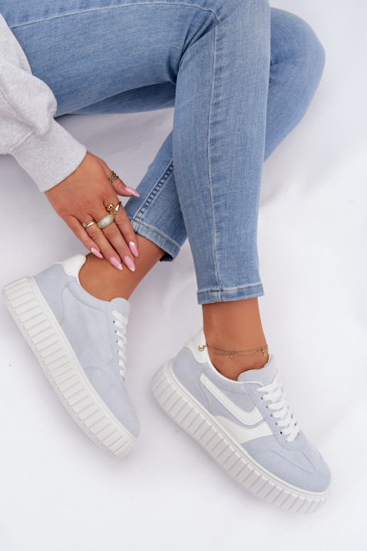 Sneakers modeļa apavi Sieviešu ar platformuEko zamšādau gaiši zilas krāsas Cadrina