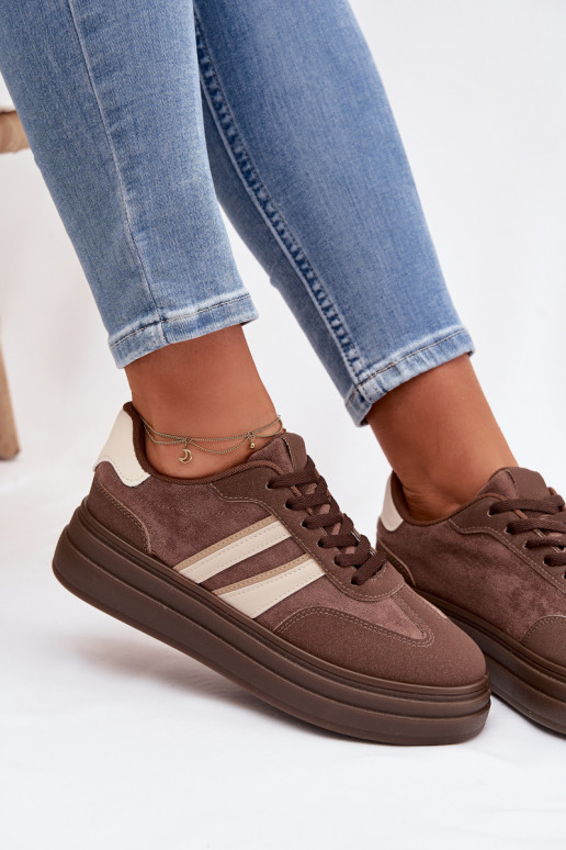 Sneakers modeļa apavi Sieviešu ar platformu brūnas krāsas Galleria