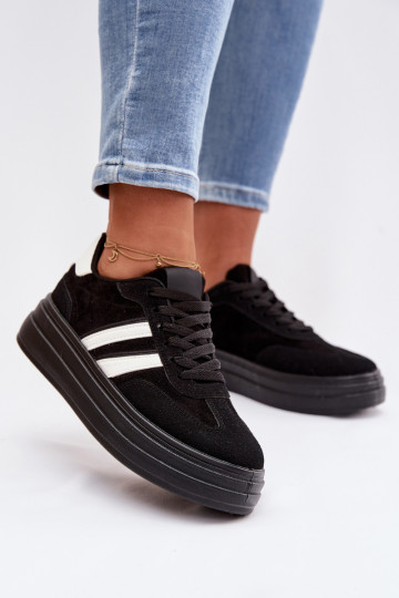 Sneakers modeļa apavi Sieviešu ar platformu melnas krāsas Galleria