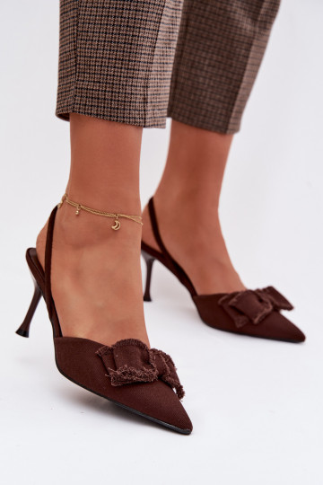 Sieviešu basenes ar papēdi ar bantītēm CzekoladoIne Hestia 2