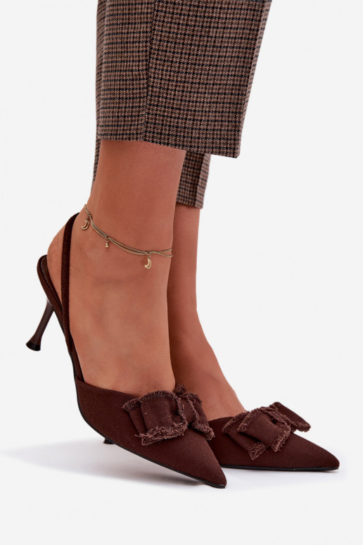 Sieviešu basenes ar papēdi ar bantītēm CzekoladoIne Hestia