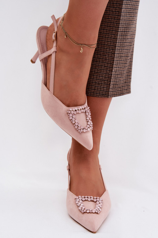 Sieviešu basenes ar papēdi ar ornamentiem Rozā krāsas Ismeria