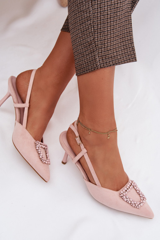 Sieviešu basenes ar papēdi ar ornamentiem Rozā krāsas Ismeria