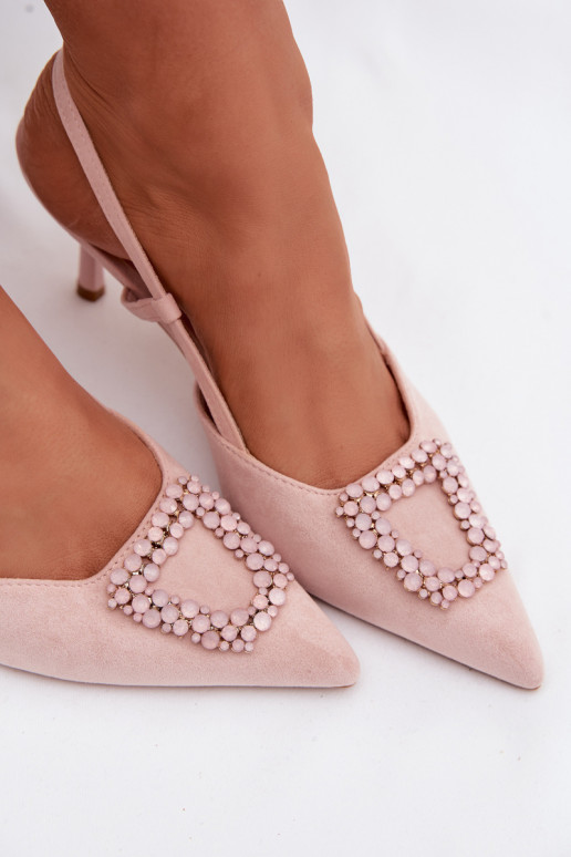 Sieviešu basenes ar papēdi ar ornamentiem Rozā krāsas Ismeria