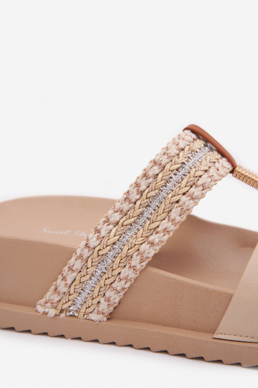 sieviešu čības ar platformu Ar svītrām I Zelta krāsasm Detalem smilšu krāsas Tahlia