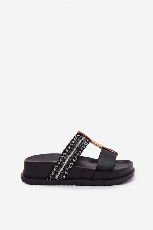 sieviešu čības ar platformu Ar svītrām I Zelta krāsasm Detalem melnas krāsas Tahlia