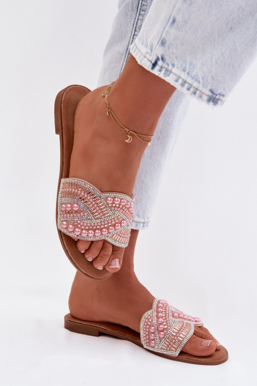 Dekorētas Čības ar platiem papēžiem Rozā krāsas Dovima