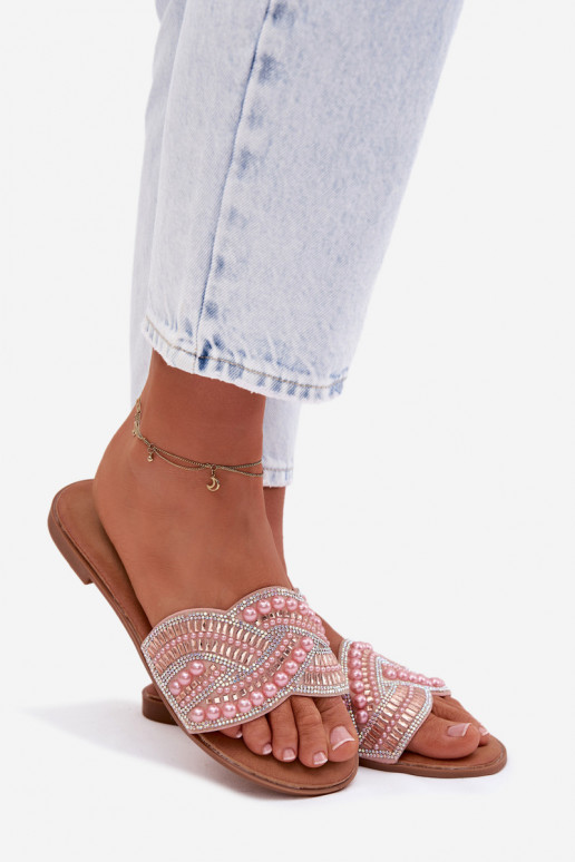 Dekorētas Čības ar platiem papēžiem Rozā krāsas Dovima