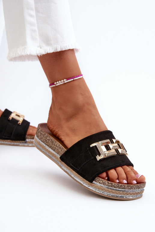 Sieviešu čības uz platformas melnas krāsas Vapireta