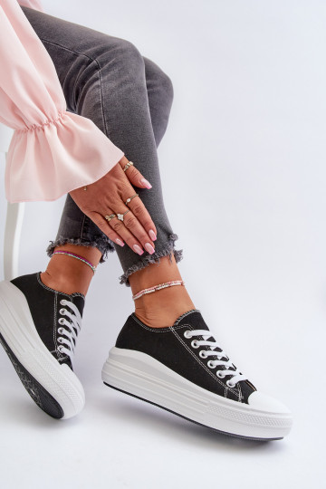 sieviešu puszābaki ar platformu melnas krāsas Amyete 2