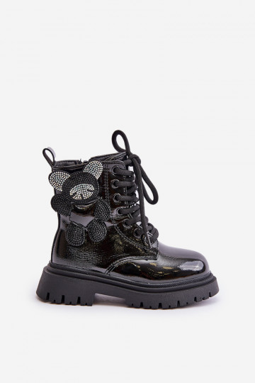 siltināti Sieviešu puszābaki Bērnu Ar Lāci Uz pili Laque melnas krāsas Relobia 2