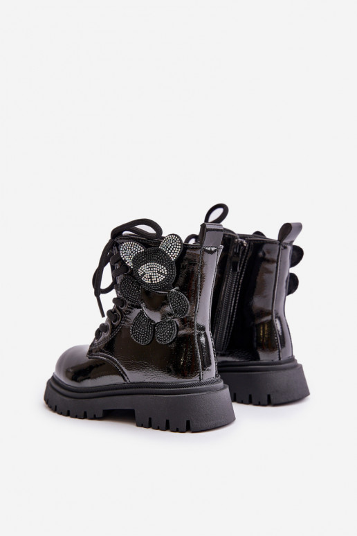 siltināti Sieviešu puszābaki Bērnu Ar Lāci Uz pili Laque melnas krāsas Relobia