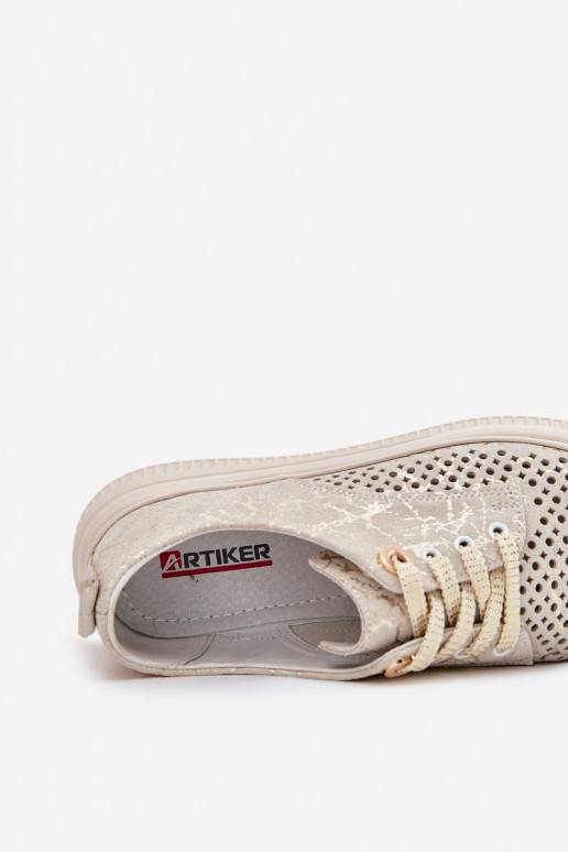 Ažūra zamšādas apavi Sieviešu ar platformu Artiker 56C2108 smilšu krāsas-Zelta krāsas