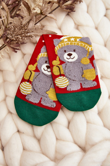 Ziemassvētku zeķes Ar Lāci sarkanas krāsas 2