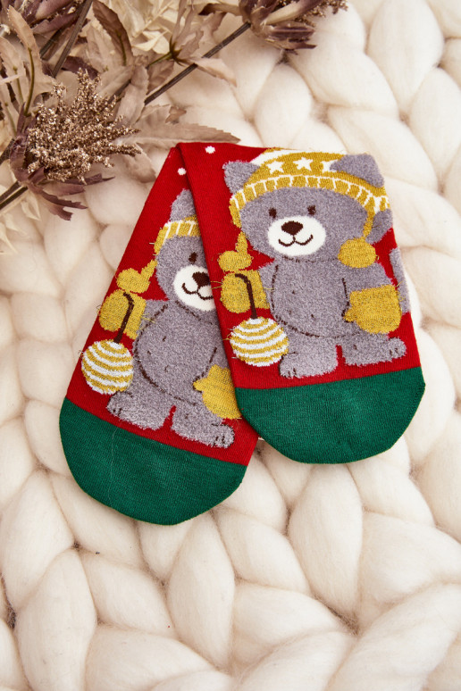 Ziemassvētku zeķes Ar Lāci sarkanas krāsas