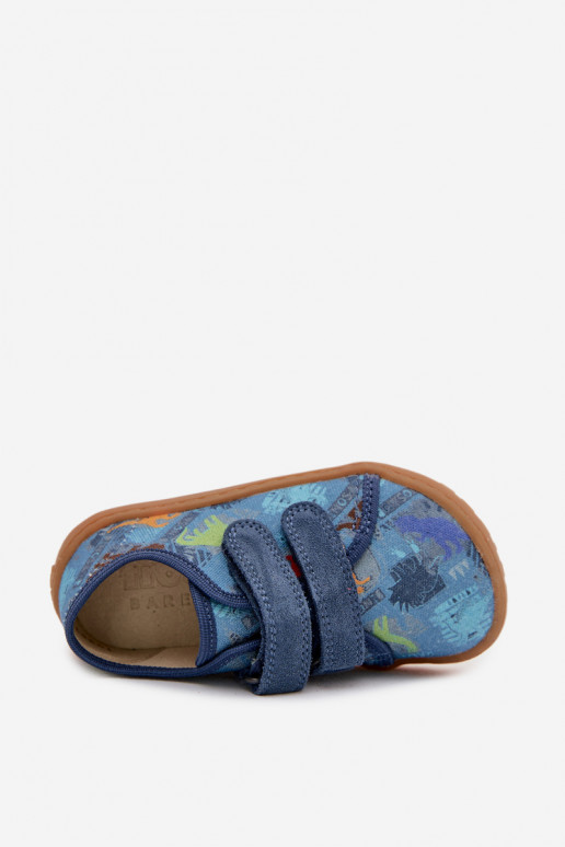 Čības Bērnu apavi Barefoot Dinozaursi Froddo Canvas G1700440-15 Zilas krāsas