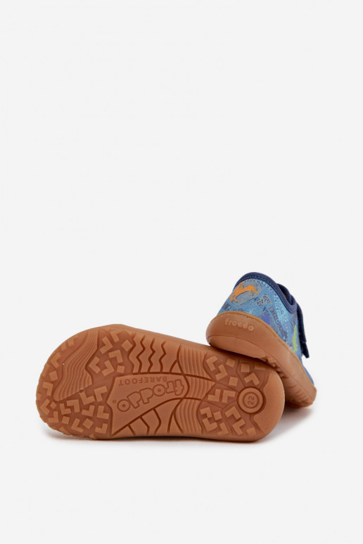 Čības Bērnu apavi Barefoot Dinozaursi Froddo Canvas G1700440-15 Zilas krāsas