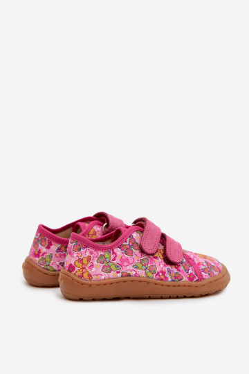 Bērnu šļūcenes Barefoot ar taureņiem Froddo Canvas G1700440-11 rozā krāsā 2