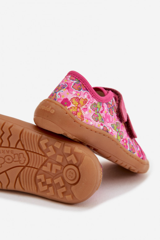Čības Bērnu apavi Barefoot Tauriņi Froddo Canvas G1700440-11 Rozā krāsas
