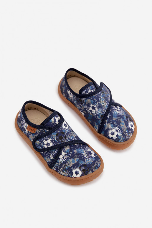 Čības Bērnu apavi bērnu ar lipīgām aizdarēm Barefoot Bumbiņas Froddo G1700438-6 tumši zilas krāsas