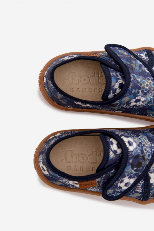 Čības Bērnu apavi bērnu ar lipīgām aizdarēm Barefoot Bumbiņas Froddo G1700438-6 tumši zilas krāsas