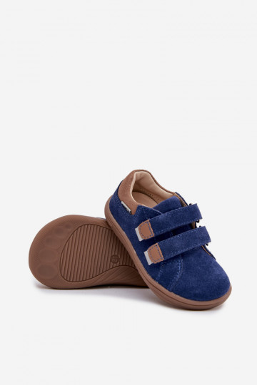 Ādas barefoot bērnu zābaki ar atstarotājiem Bartek 8600366 tumši zilā krāsā 2