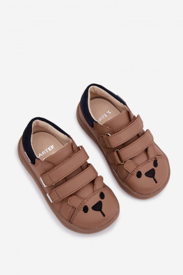 Ādas barefoot bērnu zābaki ar lāci Bartek 8600654 smilšu krāsā 2