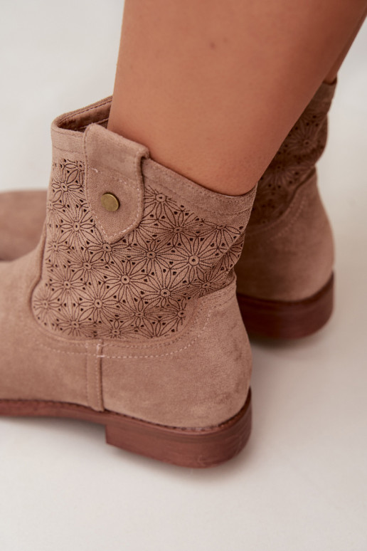 Sieviešu puszābaki ar platiem papēžiem Ar ažūra rakstu S.Barski HY61-8025 smilšu krāsas