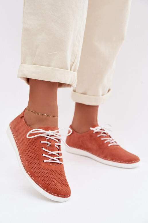 apavi SieviešuIeslēgtsturalnego zamšādasu S.Barski LR61-7080 oranžas krāsas