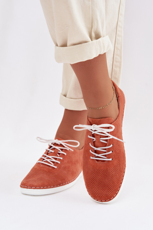 apavi SieviešuIeslēgtsturalnego zamšādasu S.Barski LR61-7080 oranžas krāsas