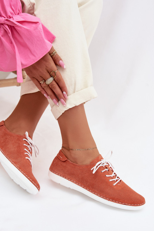 apavi SieviešuIeslēgtsturalnego zamšādasu S.Barski LR61-7080 oranžas krāsas