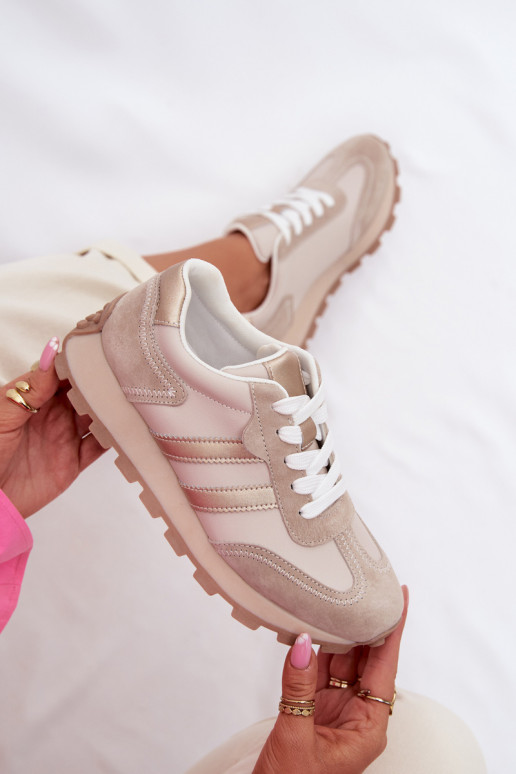 zamšādas Sneakers modeļa apavi Sieviešu ar platformu S.Barski LR61-7097 smilšu krāsas