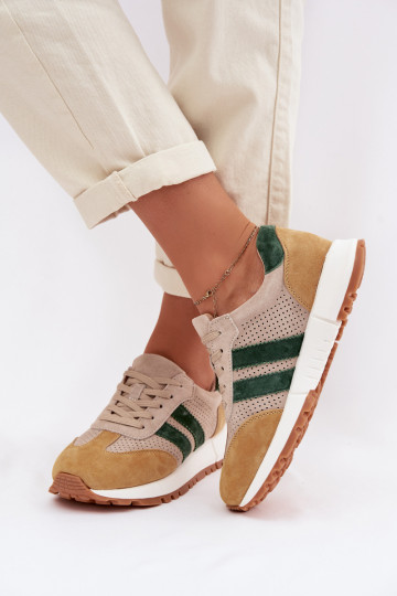 Sieviešu apavi Sneakers modeļa no dabīgā zamša smilšu-dzeltenā krāsā 2