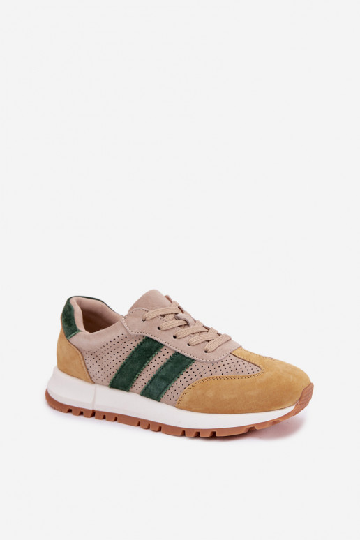 Sneakers modeļa apavi SieviešuIeslēgtsturalnego zamšādasu smilšu krāsas-Dzelteni Tā irrceline