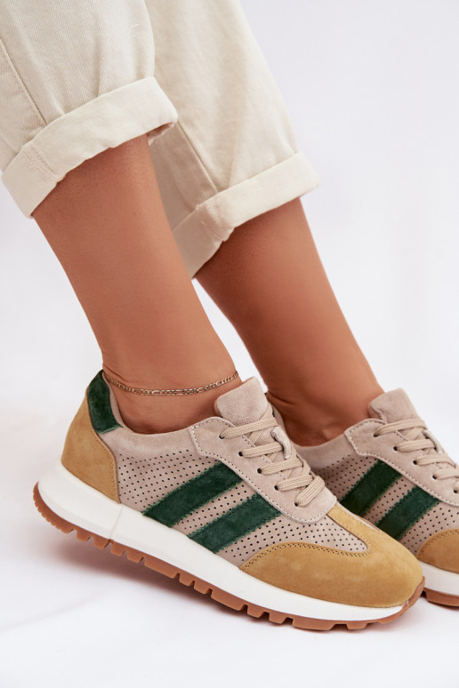 Sneakers modeļa apavi SieviešuIeslēgtsturalnego zamšādasu smilšu krāsas-Dzelteni Tā irrceline