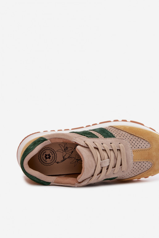 Sneakers modeļa apavi SieviešuIeslēgtsturalnego zamšādasu smilšu krāsas-Dzelteni Tā irrceline