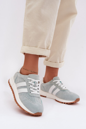 Sneakers modeļa apavi SieviešuIeslēgtsturalnego zamšādasu piparmētras krāsas Tā irrceline 2