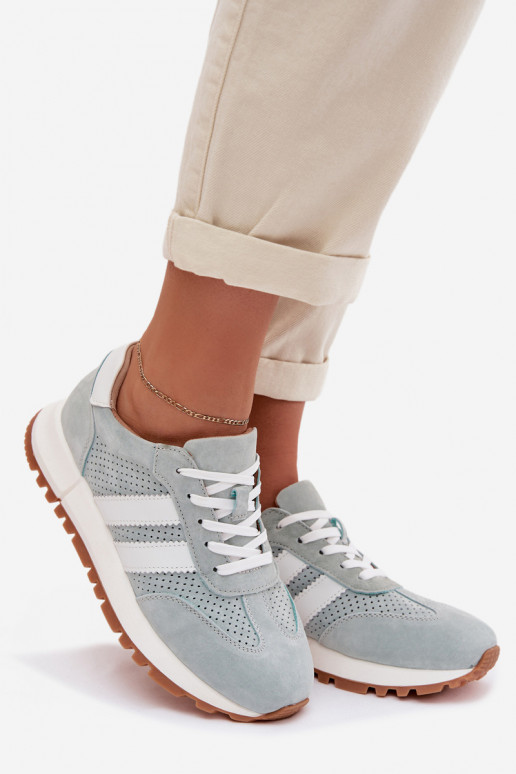 Sneakers modeļa apavi SieviešuIeslēgtsturalnego zamšādasu piparmētras krāsas Tā irrceline