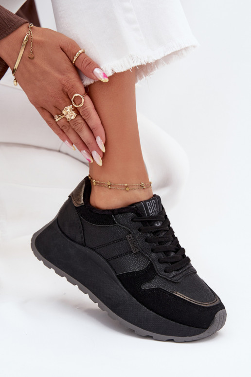 siltināti Sneakers modeļa apavi Sieviešu ar platformu Big Star SS274007 HI-POLY SYSTEM melnas krāsas