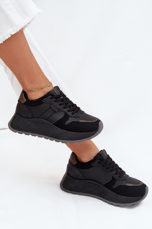 siltināti Sneakers modeļa apavi Sieviešu ar platformu Big Star SS274007 HI-POLY SYSTEM melnas krāsas