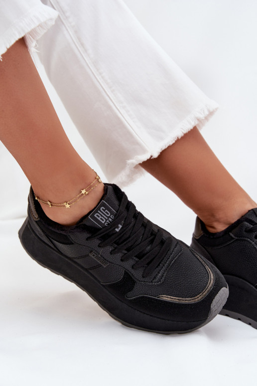 siltināti Sneakers modeļa apavi Sieviešu ar platformu Big Star SS274007 HI-POLY SYSTEM melnas krāsas