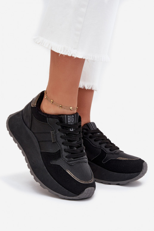 siltināti Sneakers modeļa apavi Sieviešu ar platformu Big Star SS274007 HI-POLY SYSTEM melnas krāsas