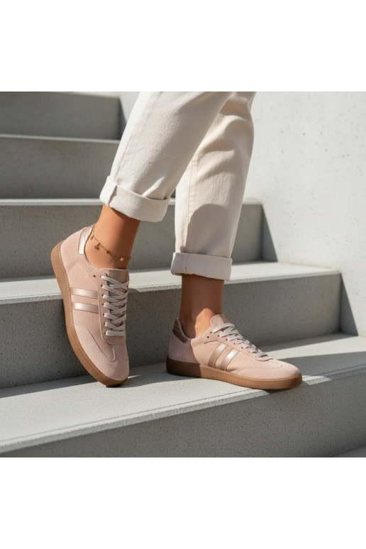 Zazoo N1068 mākslīgās zamšādas zemi sporta apavi sievietēm rozā krāsā