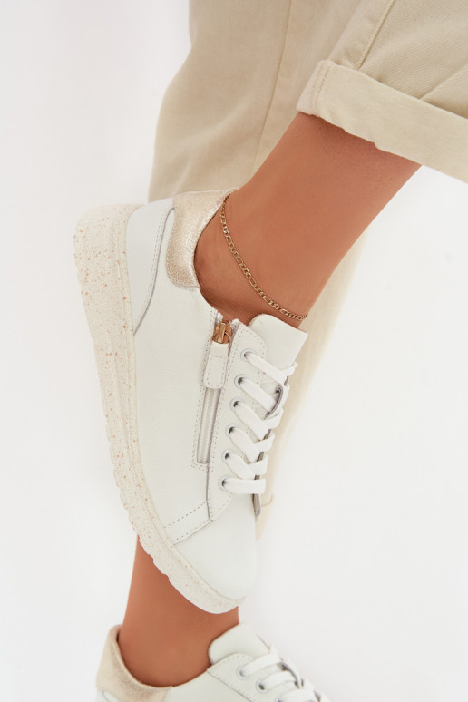 Āda apavi Sieviešu ar rāvējslēdzējiem Baltas-Zelta krāsas Dorothea