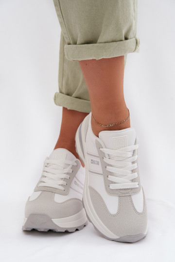 Sneakers modeļa apavi sporta apavi Sieviešu Big Star TT274879 HI-POLY SYSTEM Baltas-Pelēkas krāsas 2