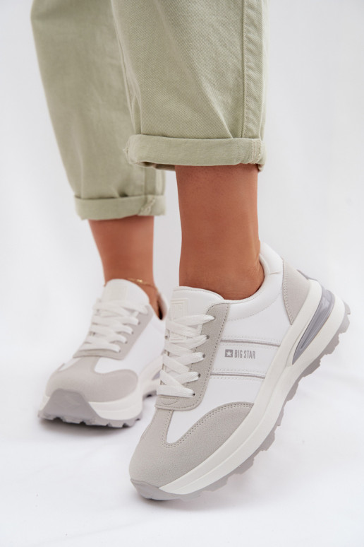 Sneakers modeļa apavi sporta apavi Sieviešu Big Star TT274879 HI-POLY SYSTEM Baltas-Pelēkas krāsas